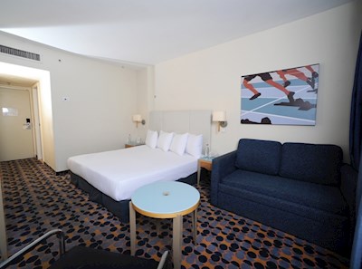 חדר אולימפי עם מרפסת ונוף למדשאות המלון